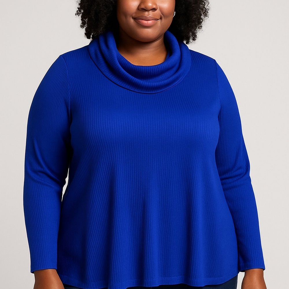 Terra & Sky Vibrant Blue Cowl Neck Sweater